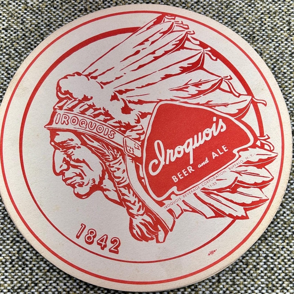 Vintage 1955 Iroquois Beer and Ale Advertising Sign/Oversized Coaster Buffalo NY